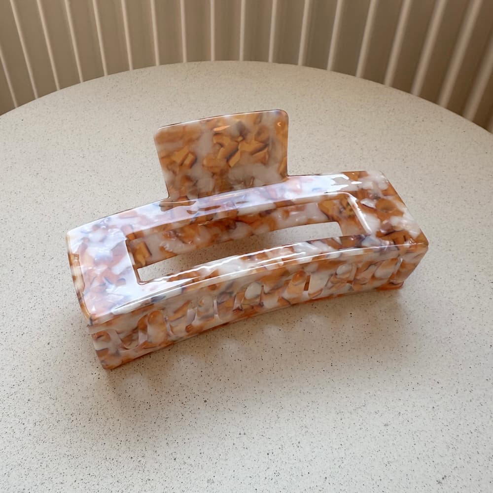 13cm lange XXL Haarklammer in gelb/weiss