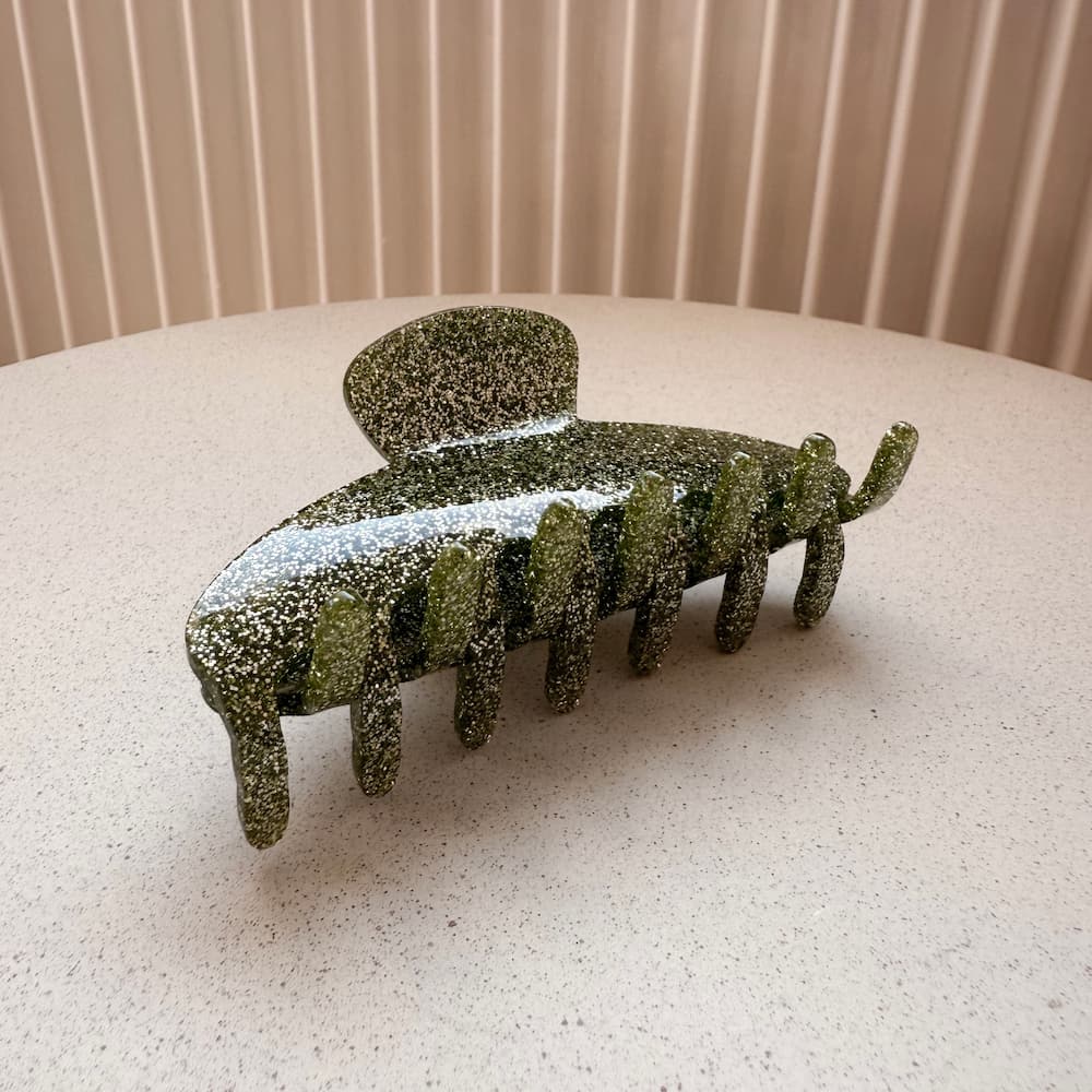 Grosse Hellgrüne Glitzer Haarspange