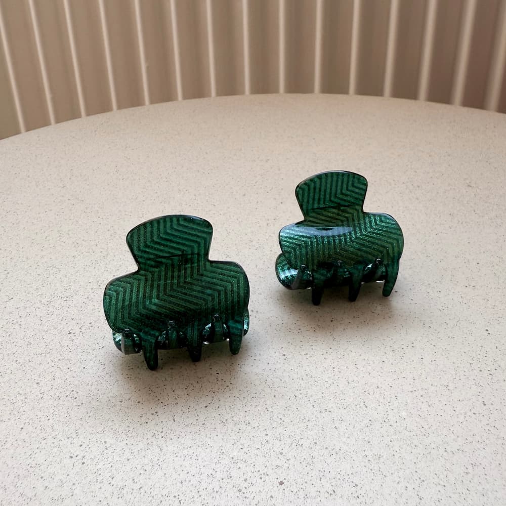 Kleine glitzer Haarklammern in grün