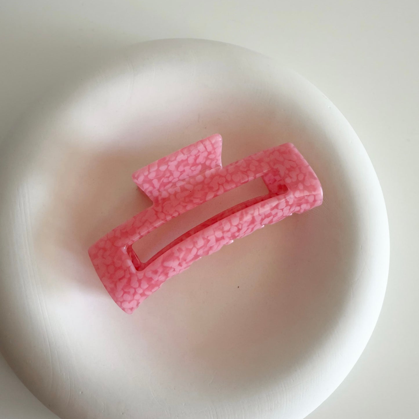 längliche Haarklammer pink mit rosa Punkten
