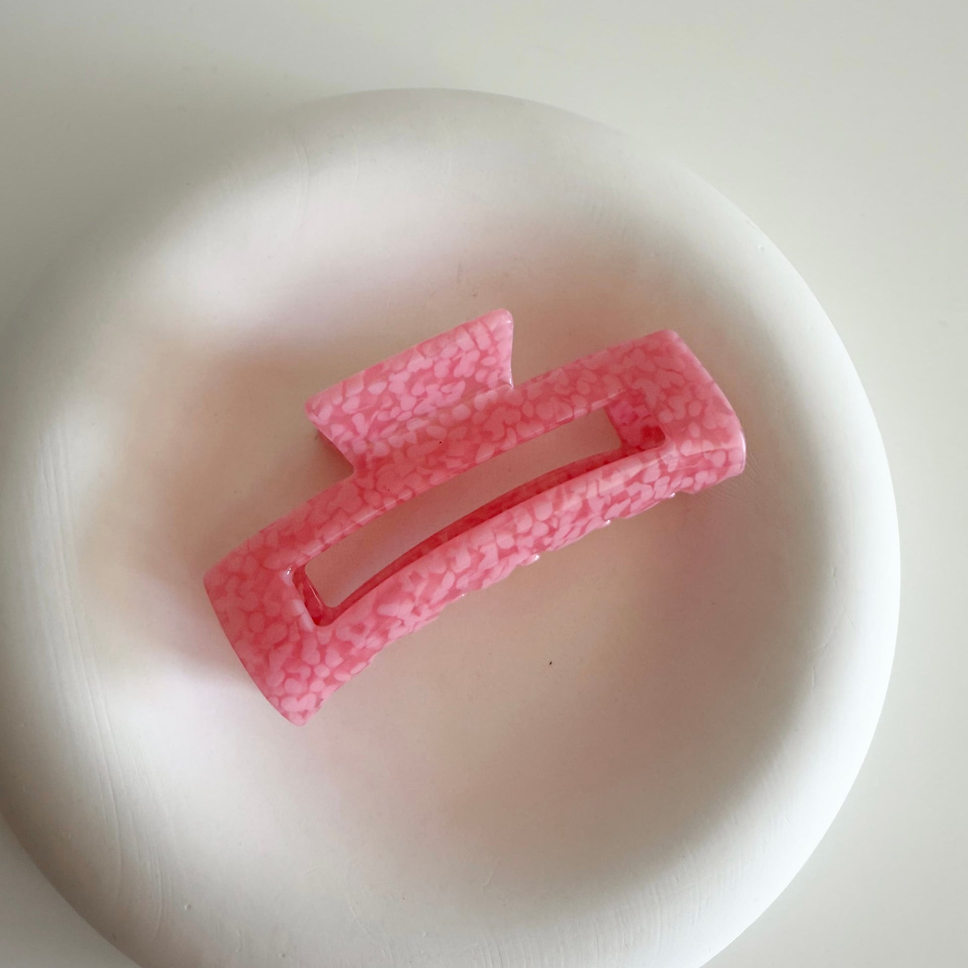 längliche Haarklammer pink mit rosa Punkten